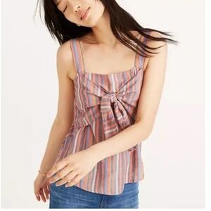 Madewell Tie-Front Cami Top in Rainbow Stripe
